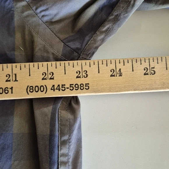 Cole Haan Men L Button Down Blue Gray Plaid Check Long Sleeve Cotton Blend - Picture 3 of 6